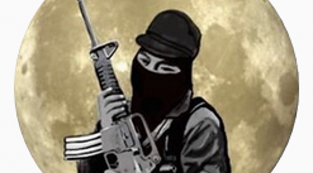 Zapatista soldier super-imposed on moon