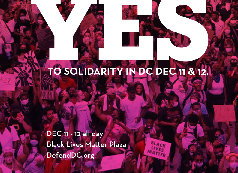 "Yes to solidarity in DC Dec 11 & 12" from DefendDC.org