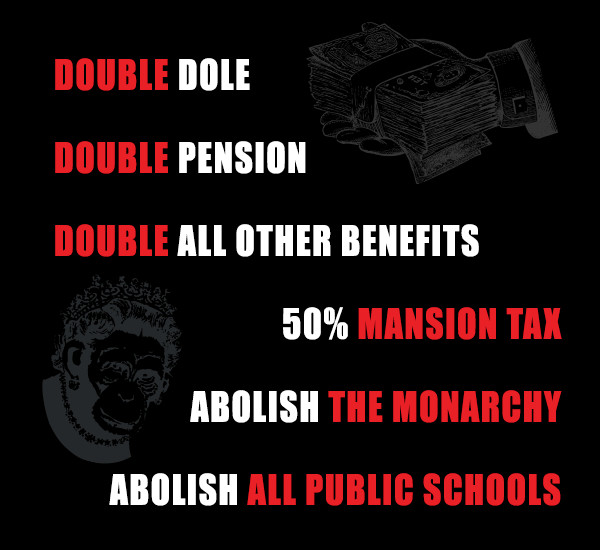 A list of "Class War" party policies for the 2015 election